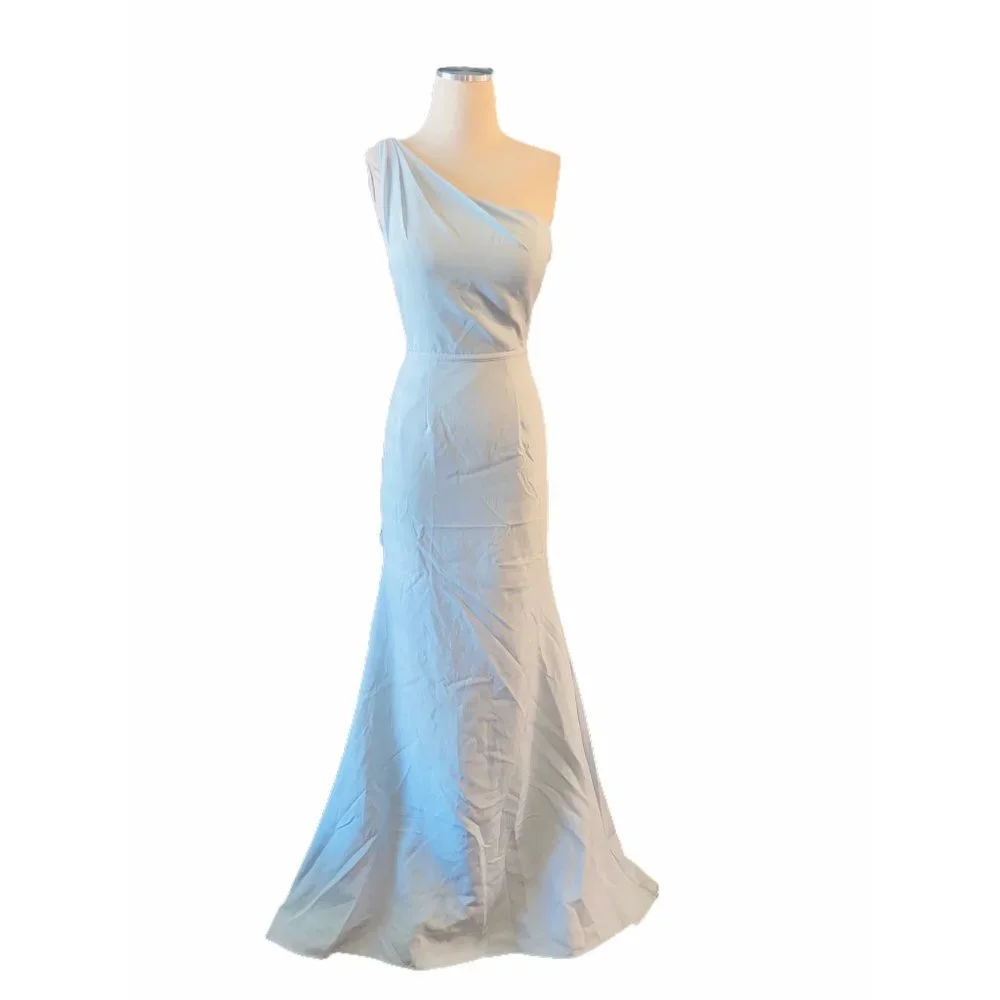 IEENA Mac Duggal One Shoulder Long Fitted Mermaid Gown 4 - Picture 3 of 9